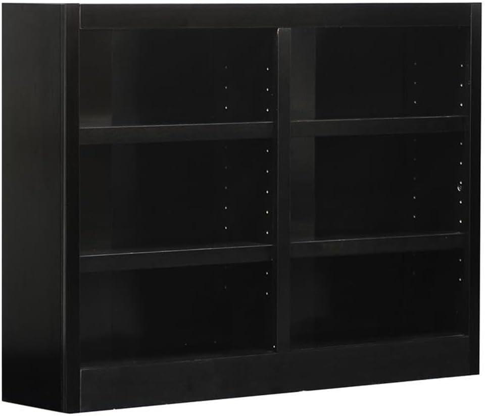 Traditional 36" Tall 6-Shelf Double Wide Wood Bookcase in Espresso