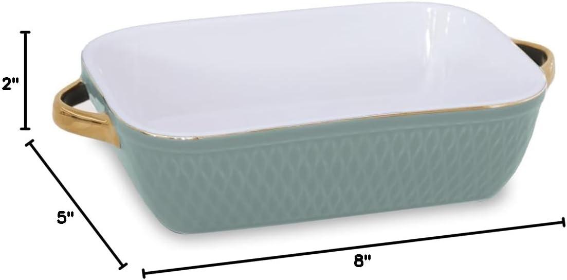 Beatriz Ball CERAMIC Small Rectangular Baker With Gold Handles