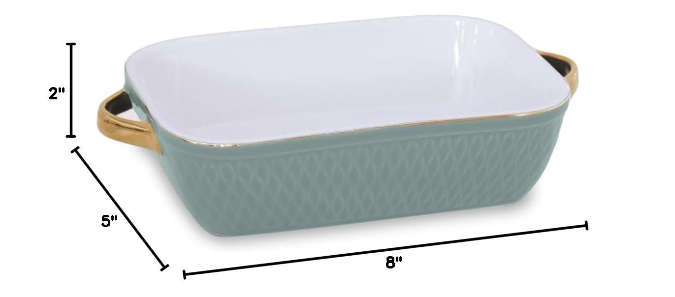 Beatriz Ball CERAMIC Small Rectangular Baker With Gold Handles