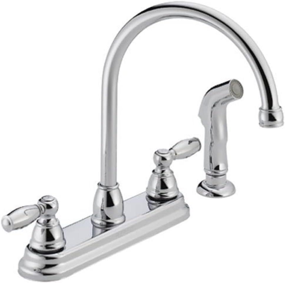 Claymore Two Handle Kitchen Sink Faucet with Side Sprayer, 4-Hole Kitchen Faucet