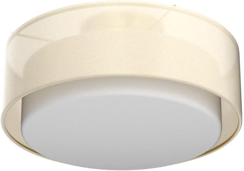 Possini Euro Design Ceiling Light Semi Flush Mount Fixture 12 1/2" Wide Plated Gold 2-Light Sheer Fabric Outer Opal White Glass Drum Shade for Bedroom