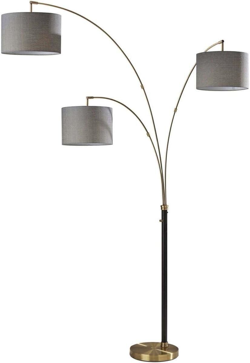 Mid-Century Modern 82" Black and Brass Arc Lamp with Multi-Head Design