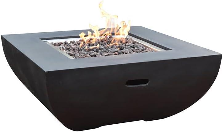 Black 37-Inch Square Gas Fire Pit Table