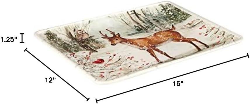 Winter Reindeer Ceramic Rectangular Serving Platter