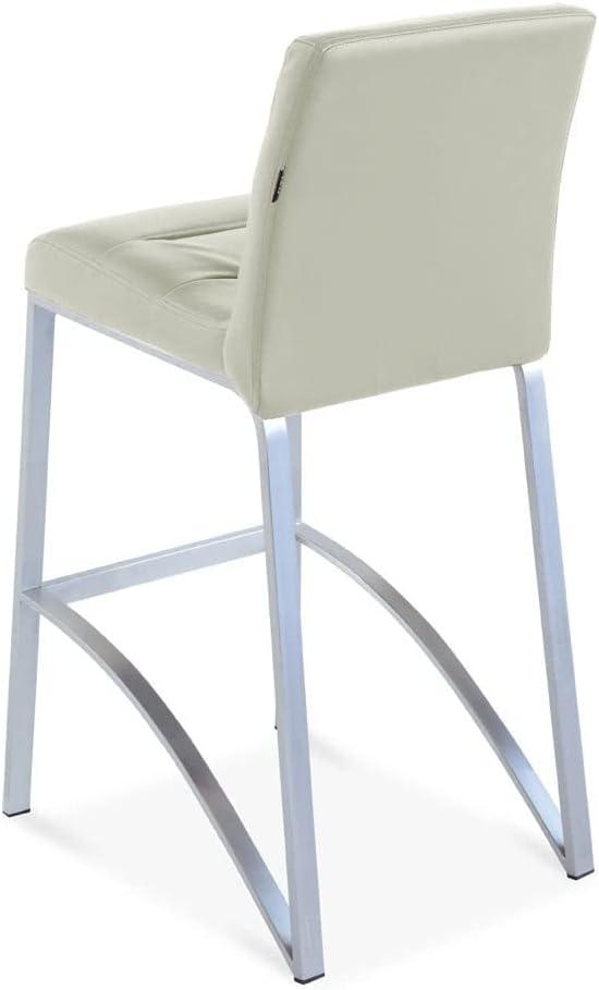 Gray Faux Leather and Metal Counter Height Bar Stool