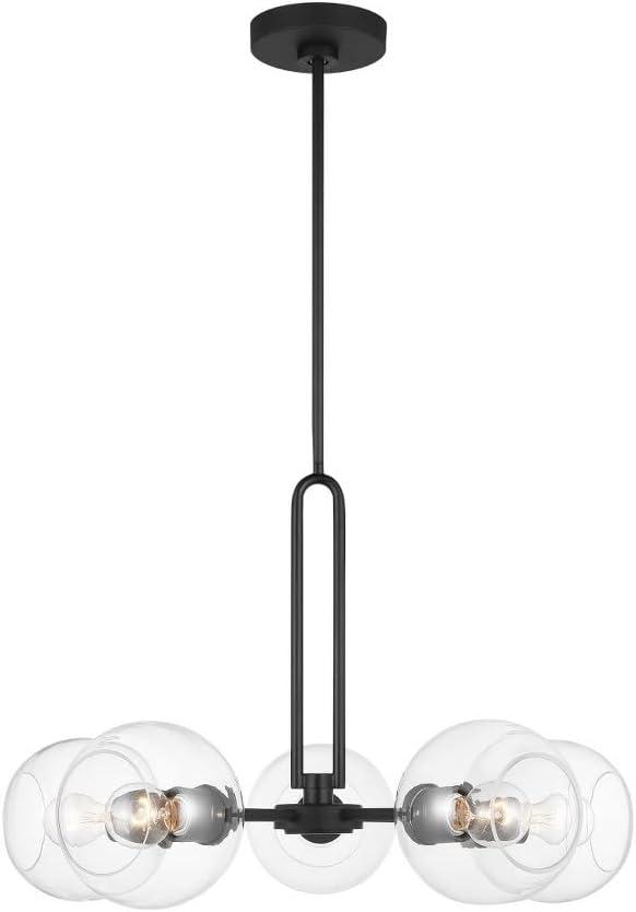 Midnight Black Sputnik Chandelier with Clear Glass Shades