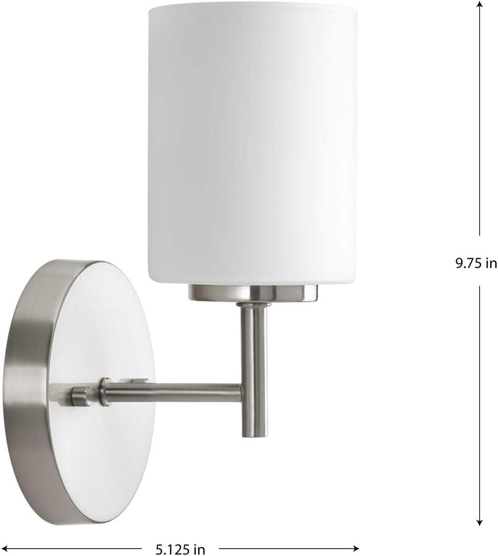Progress Lighting Replay 1-Light Bath & Vanity, Brushed Nickel, Porcelain, Up/Down Mounting, Shade Included