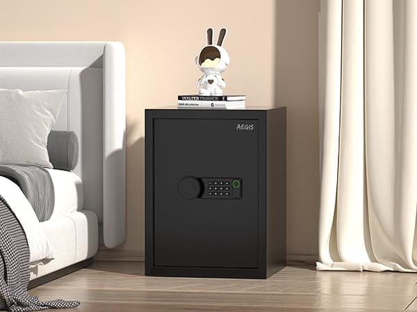 AEGIS Smart Biometric Safe Box, 1.7 cu.ft Quick Access Unlock with Fingerprint/Keypad/Key/USB Port for Multiple Pistols, Security Steel Personal Lock Box for Home/Office/Hotel/Dorm