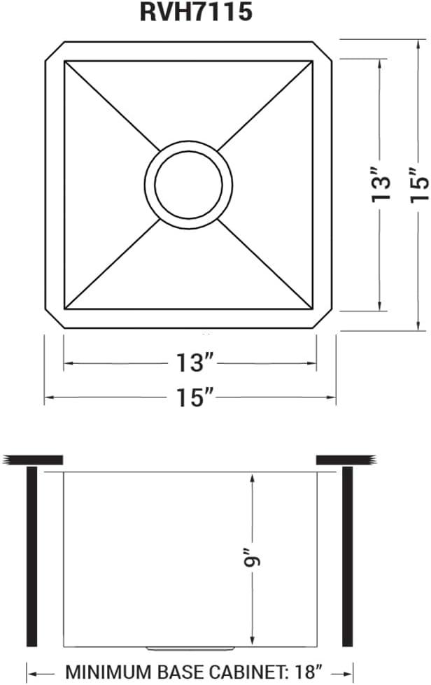 Ruvati Undermount 16 Gauge Zero Radius Bar Prep Sink Stainless Steel Single Bowl