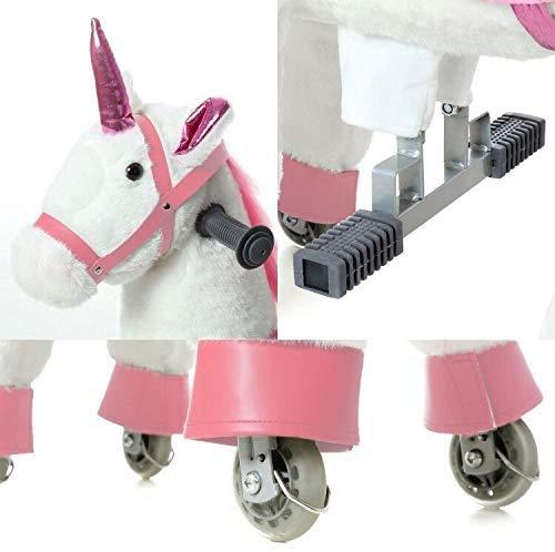 JoJoPooNy Ride on Unicorn Toys for Girls, Ride on Horse Riding Pony for Children 3-6 Years Old, Rideable Plush Walking Horse Animal with Wheels