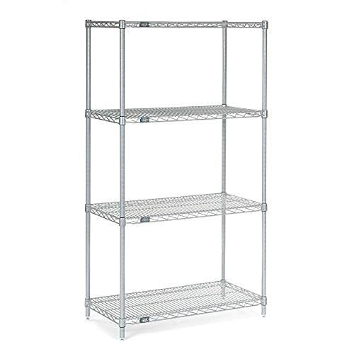 Chrome Adjustable 4-Tier Wire Shelving Unit