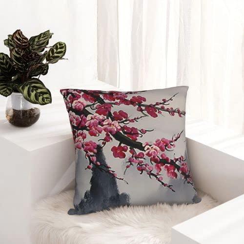 Cherry Blossom Velvet Square Throw Pillow Cover 18" x 18"