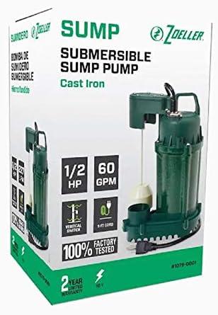 60GPM Cast Iron Submersible Sump Pump (1075-0001)