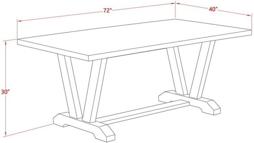 East West Furniture V-Style 40x72" Wood Dining Table in Jacobean Brown