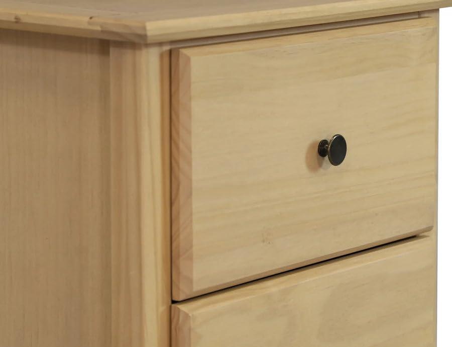 Natural Solid Pine 2-Drawer Shaker Nightstand