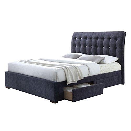 Luxurious Dark Gray Upholstered Queen Platform Bed with Storage