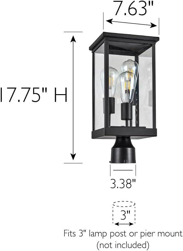 Design House 589200-BLK Mayfield Outdoor Post Top Light with Clear Glass Modern for Porch Entryway Patio, Black