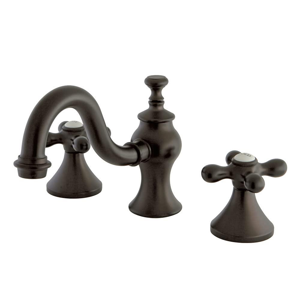 Kingston Brass Vintage Two-Handle 3-Hole Deck Mount Widespread Bathroom Faucet with Brass Pop-Up Drain