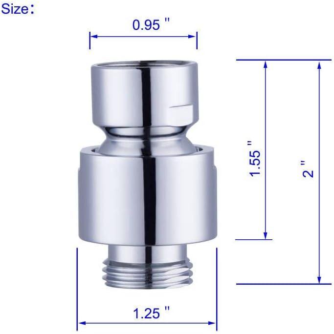 Hibbent All Metal Shower Head Swivel Ball Joint Adapter, Solid Brass Adjustable Shower Arm Connector, Showerhead Extension, Universal Showering Component, Polished Chrome