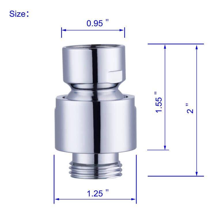 Hibbent All Metal Shower Head Swivel Ball Joint Adapter, Solid Brass Adjustable Shower Arm Connector, Showerhead Extension, Universal Showering Component, Polished Chrome