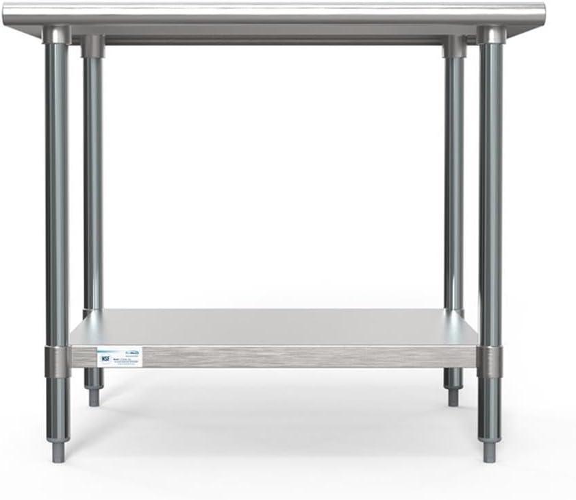 30" x 36" 18-Gauge 304 Stainless Steel Commercial Work Table with Casters, CT3036-18C.