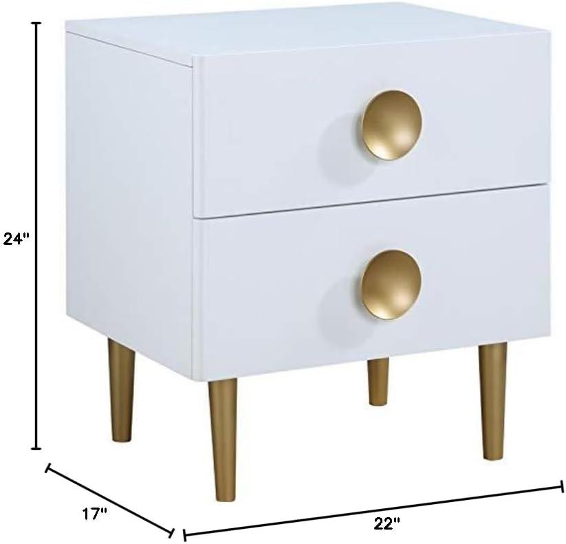 Meridian Furniture Zayne Contemporary Metal Nightstand in Rich White Finish