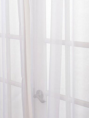 Solid White Sheer Rod Pocket Back Tab Curtains, 50 x 120 Inch