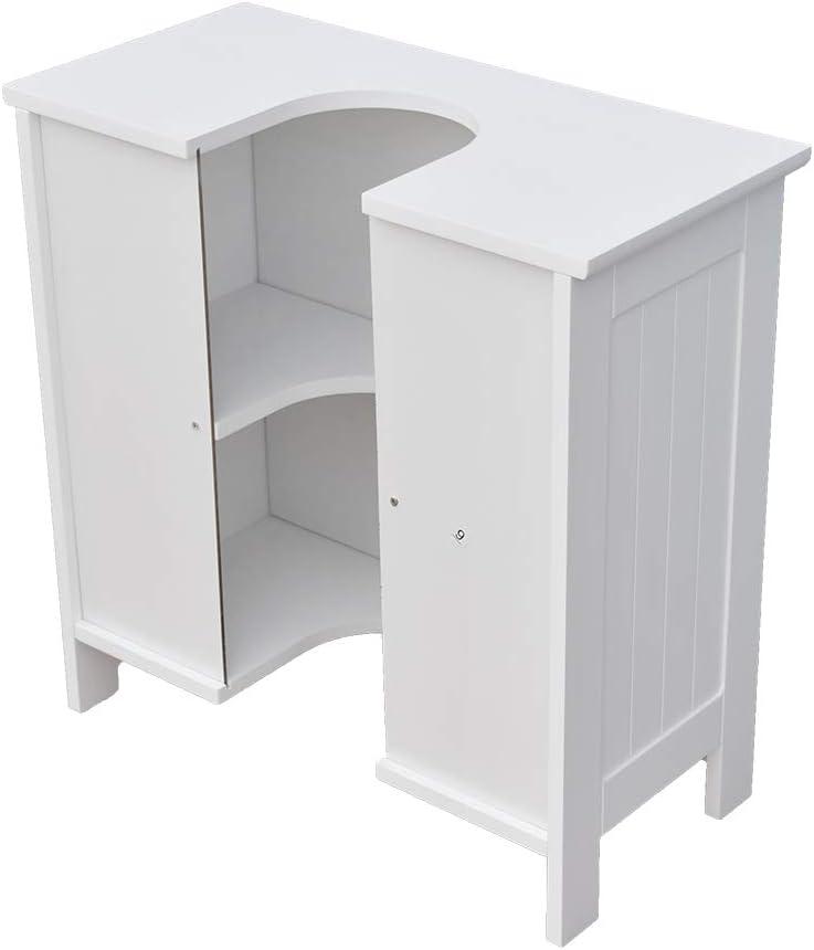 FCH Pedestal Sink, Storage Cabinets with Two Doors and Adjustable Shelves Under Sink Organizer Bathroom Vanity Storage White