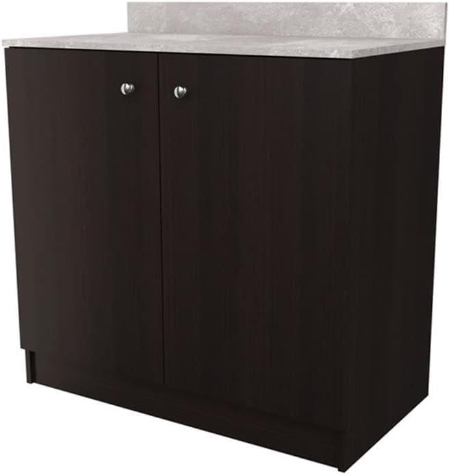 Inval Ambrossia 2-Shelf Breakroom Base Cabinet (36" x 34" x 20"), Espresso/Stone