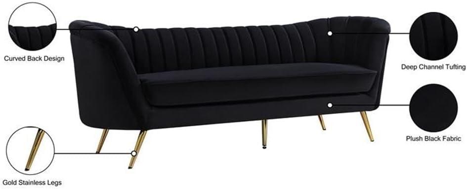 Meridian Furniture Margo Black Velvet Sofa