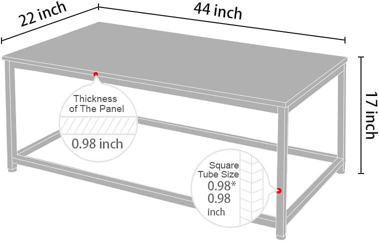 Dark Brown and Black Industrial Coffee Table with Metal Frame