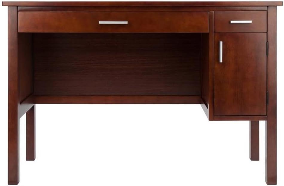 Emmett Writing Desk Walnut - Winsome: Wood Frame, 3 Drawers, Home Office Furniture