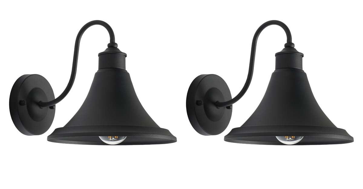 Graylyn 9" Outdoor Wall Sconce (Set of 2) - PLT7016 - Black - Safavieh