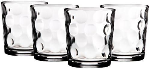 Palais Glassware Cercle Collection; High Quality Clear Glass Set with Circle Design (Set of 4 - 13 Oz DOF, Clear)