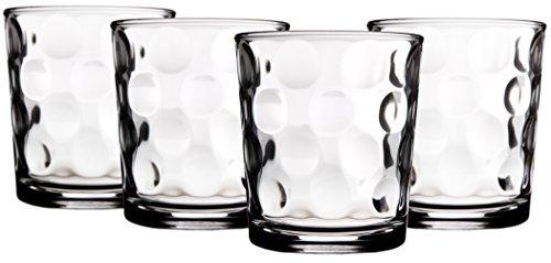 Palais Glassware Cercle Collection; High Quality Clear Glass Set with Circle Design (Set of 4 - 13 Oz DOF, Clear)