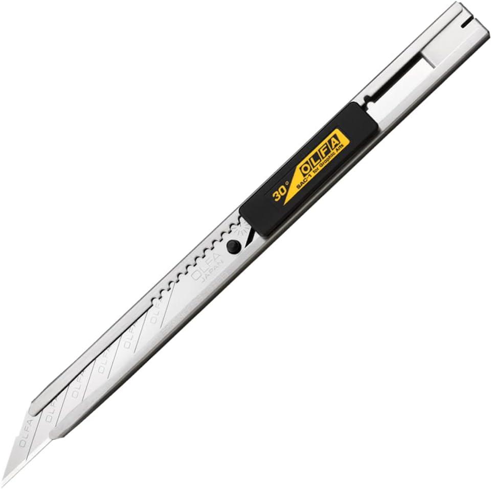 Olfa Stainless Steel Slide-Lock Graphics Knife With Snap-off Blade