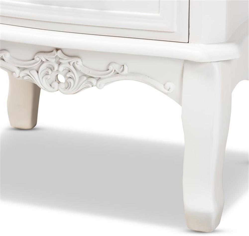 Gabrielle Traditional French Country Provincial White-Finished 3-Drawer Wood Nightstand