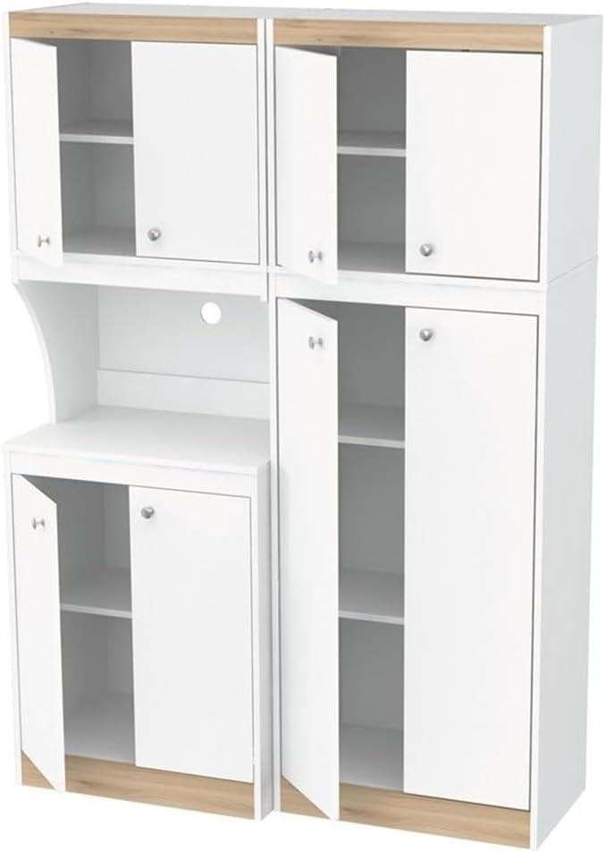 Inval Galley 2-Piece Microwave Kitchen Storage Cabinet 47"W, White and Oak