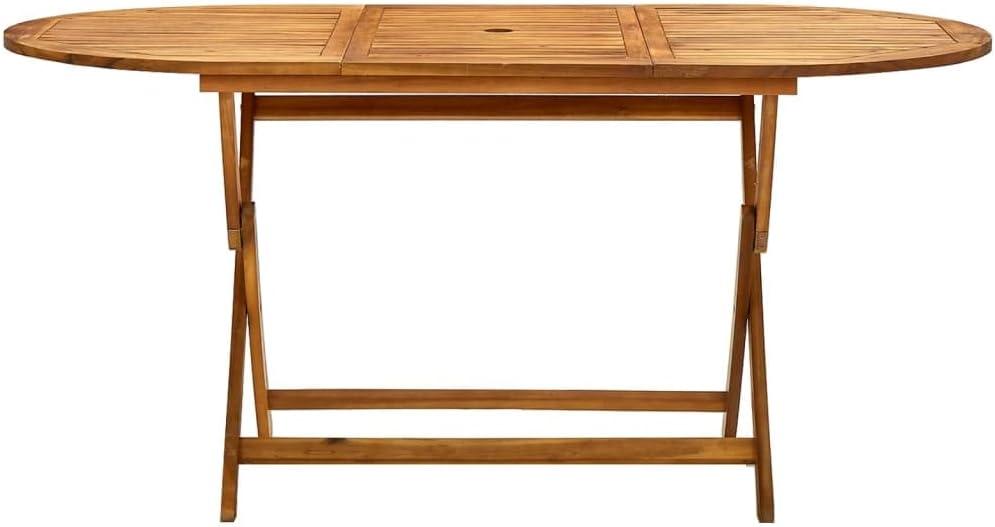 vidaXL Acacia Wood Folding Patio Table - Modern Outdoor Terrace/Patio Dining Table, Easy to Clean, Weather-Resistant, Brown