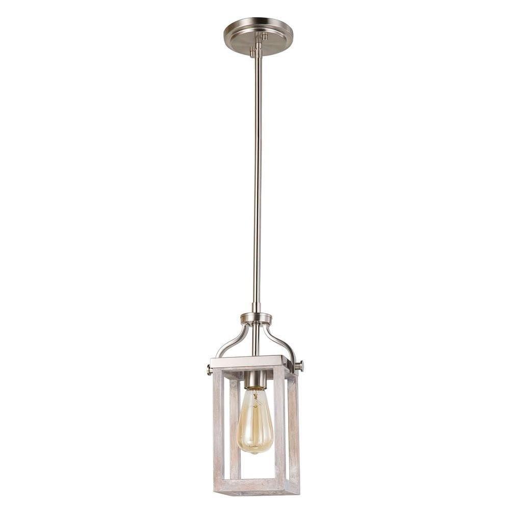 203104A-Eglo Lighting-Montrose - 1-Light Mini Pendant - Acacia Wood And Brushed Nickel
