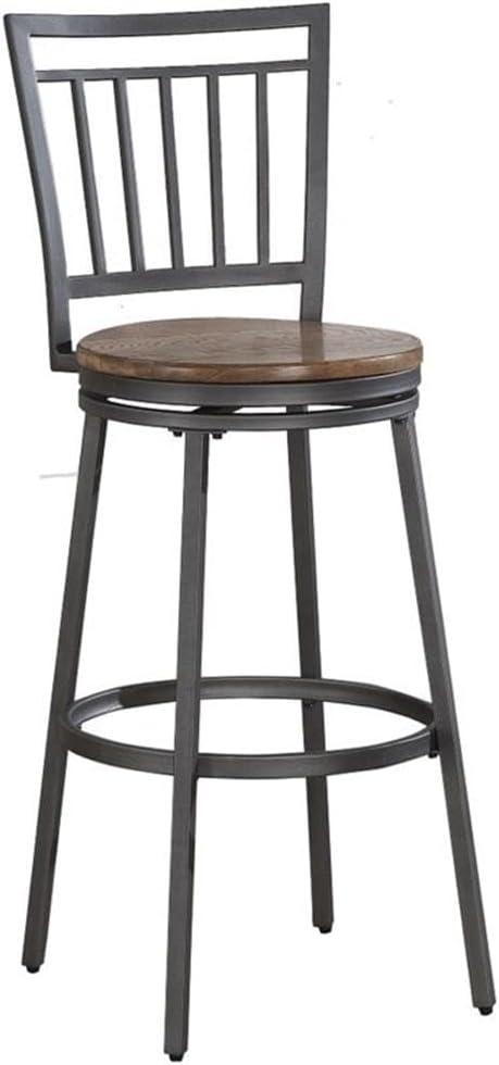 Stockton 25" Metal Swivel Stool - Slate Grey - Golden Oak Seat