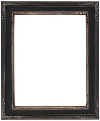 Creative Mark Plein Air Museum Collection Nouveau Picture Frame Solid Wood Composition Hand-Leafed Museum Quality Closed Corner  - Black/Gold 8x10