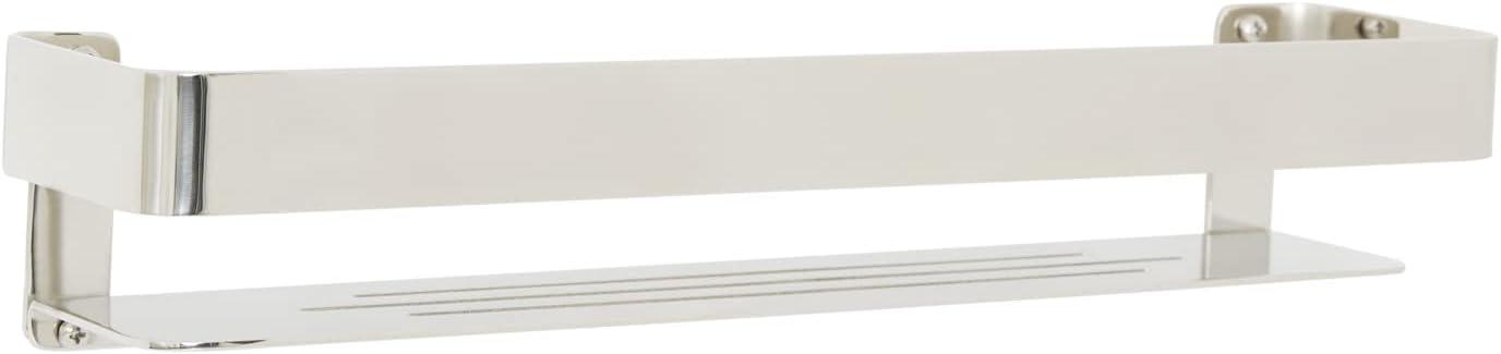 Floating Rectangular Shower Shelf with Rail in a Polished Finish