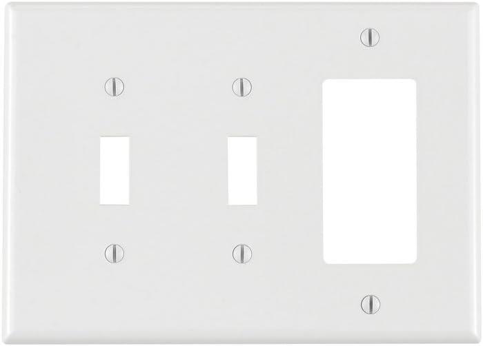 Leviton White 3-Gang Nylon Wall Plate with 2 Toggle and 1 Decorator Opening