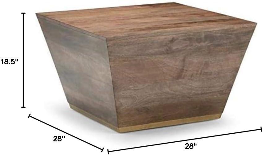 Simpli Home Abba SOLID MANGO WOOD 28 inch Wide Square Modern Coffee Table in Dark Brown, Fully Assembled