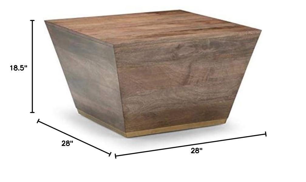 Simpli Home Abba SOLID MANGO WOOD 28 inch Wide Square Modern Coffee Table in Dark Brown, Fully Assembled