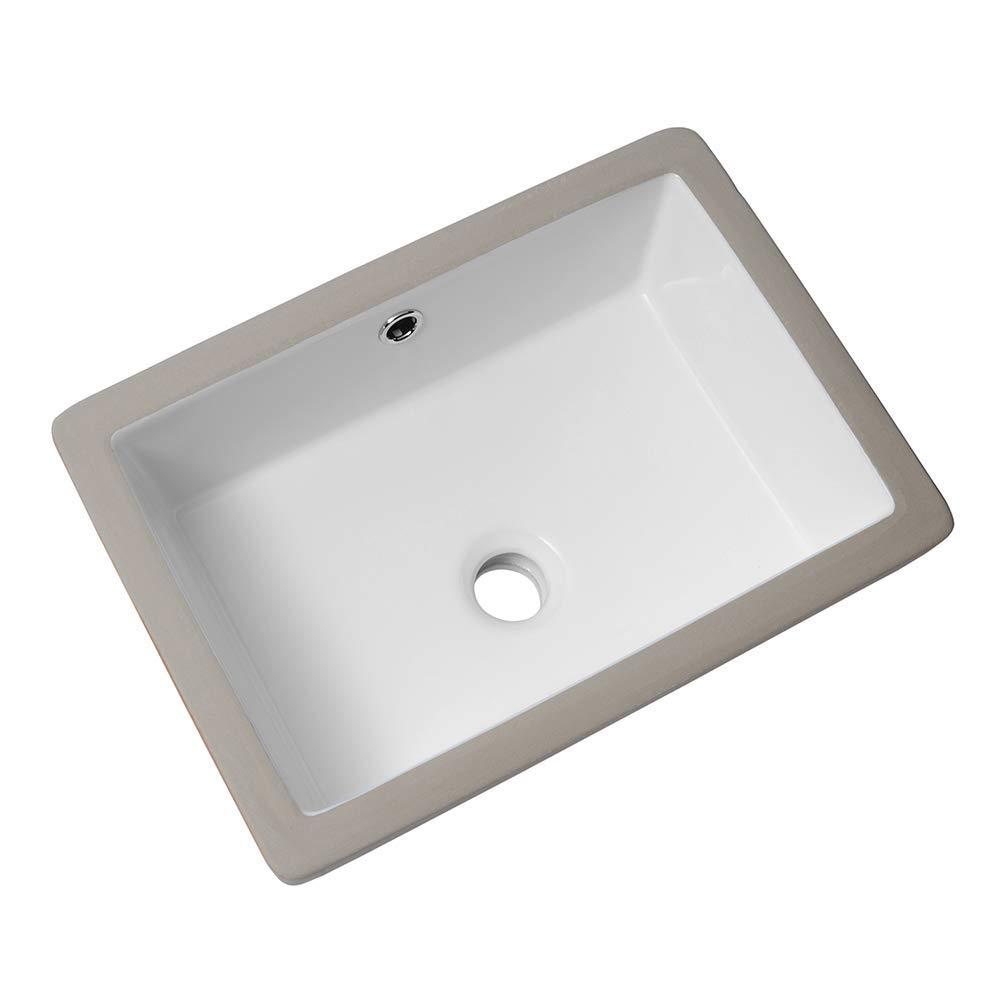 18" L x 14" W Undermount White Ceramic Rectangle Sink Under Counter Basin Bathroom Sink