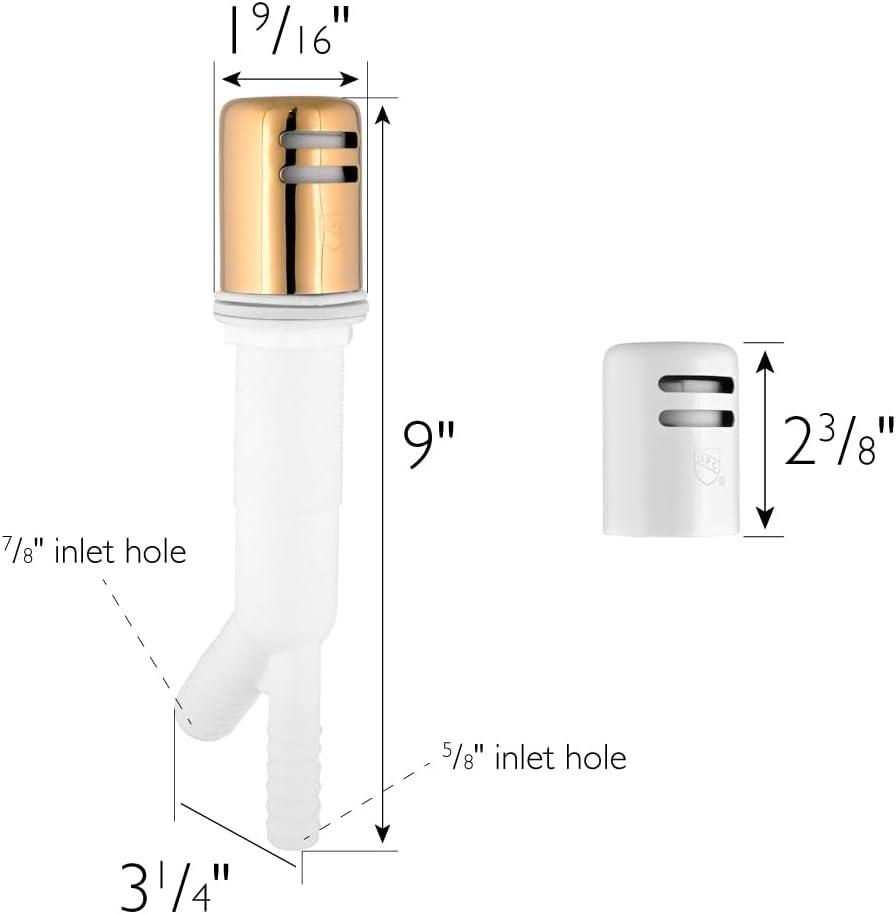 Satin Gold and White Dishwasher Air Gap Kit