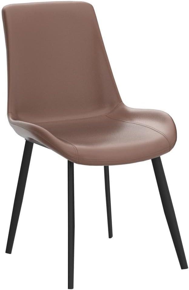 Chairs Set of 4, Modern Kitchen Dining Room Chairs, Upholstered Dining Accent Side Chairs in Faux Leather Cushion Seat and Sturdy Metal Legs (Set of 4 Brown Chairs)