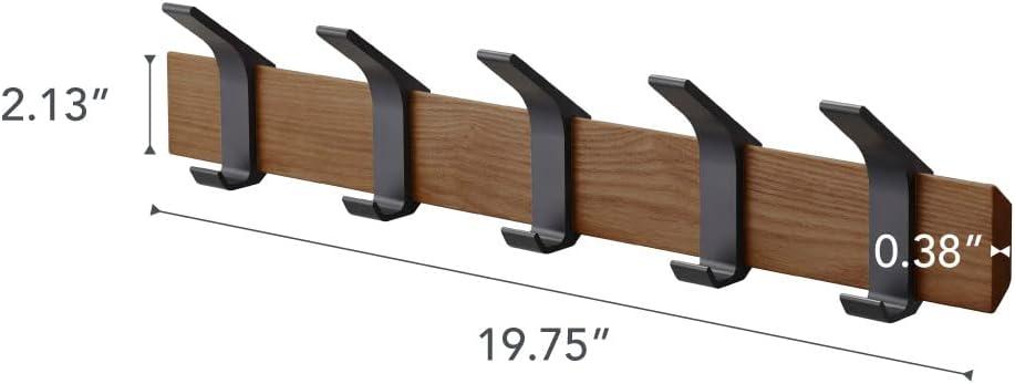 Yamazaki Home Wall-Mounted Coat Hanger, Steel + Wood